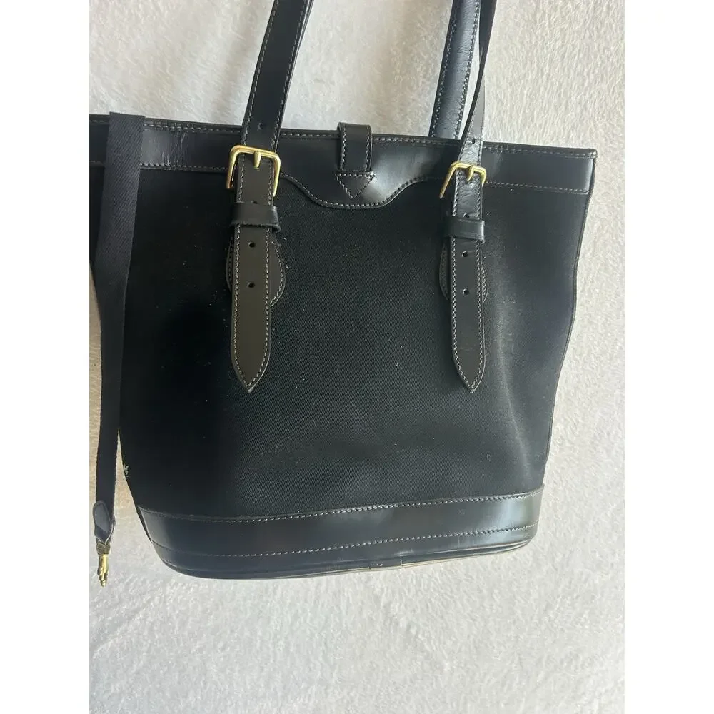 Vintage Dooney & Bourke Woven Canvas and Leather Trim Medium Shopper/Tote Bag,